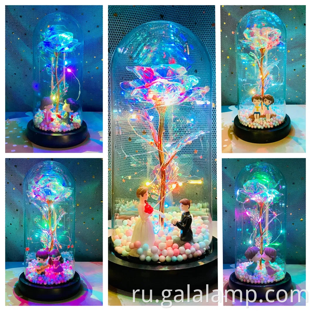 Galaxy Rose for Women, стеклянный купол Радужная Эвечная Роза Подарок